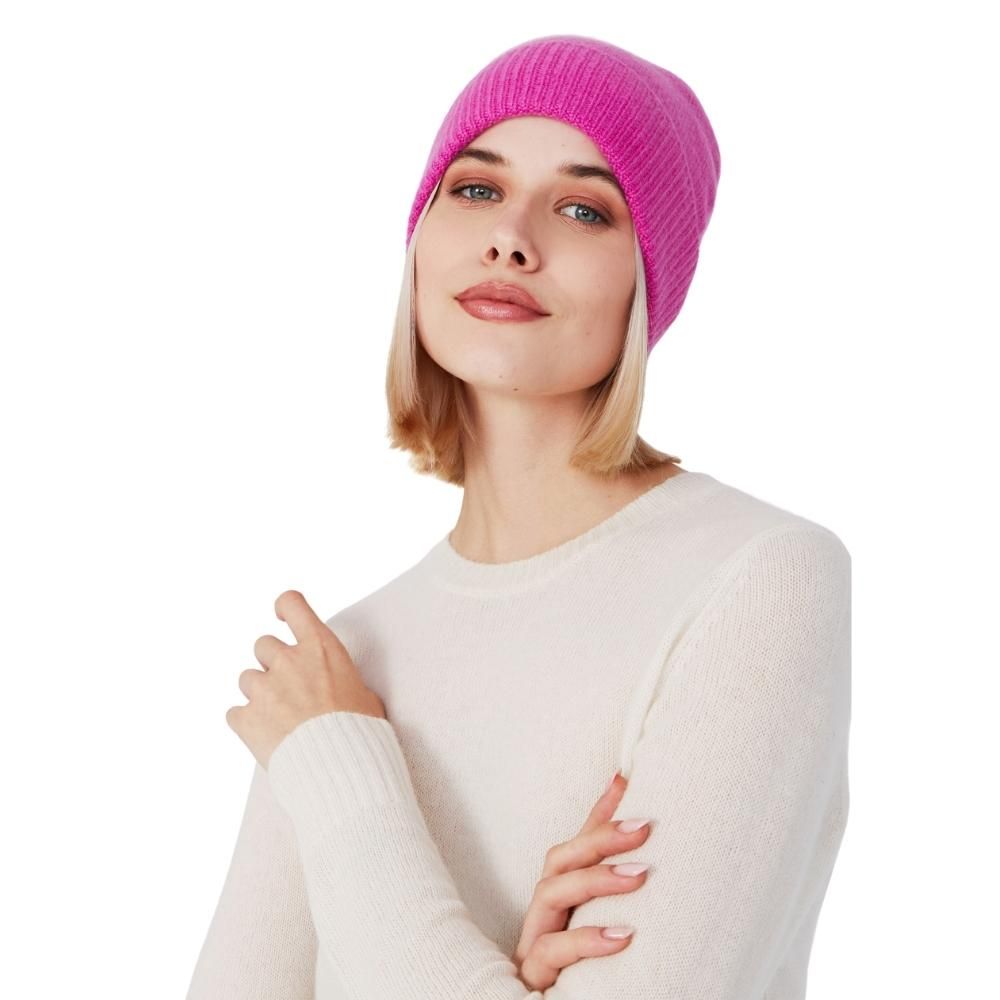 Women's Pure Cashmere Ribbed Hat